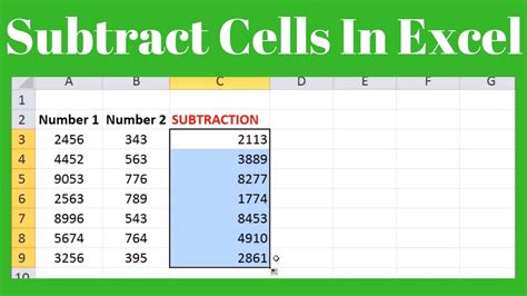Jun 9, 2016 · The way to do subtraction is pretty much the same as for addition: just replace the + with a minus sign. For the simple calculation, just select a cell and type = then click on the first cell, type a – and then click on the second cell. Press Enter and the result will be displayed. Unlike the SUM function for adding multiple cells and cell ... 